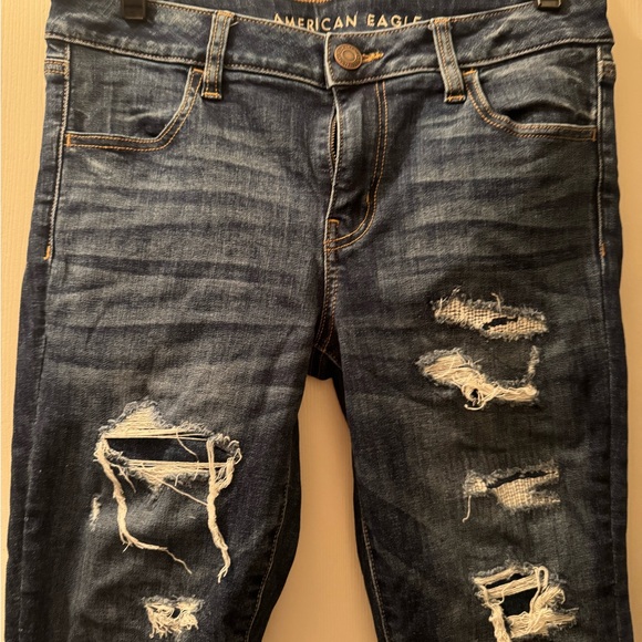 American Eagle Outfitters Ripped Blue Skinny Jeans - Picture 3 of 3